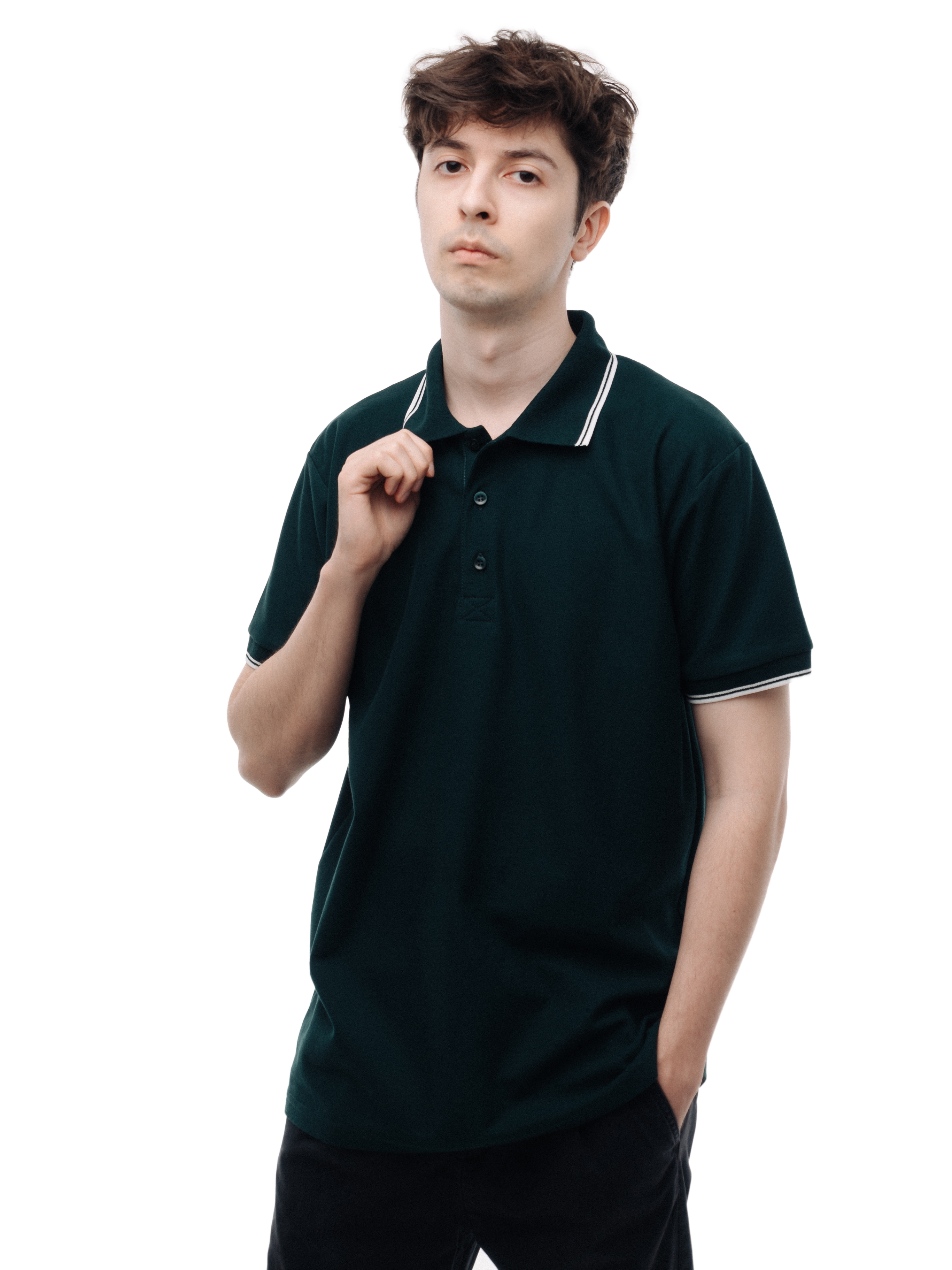 Футболка поло мужская с полосой SAIcolors